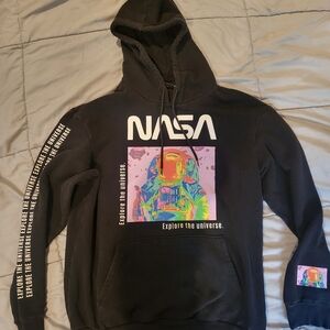 NASA Black Graphic Hoodie for Men